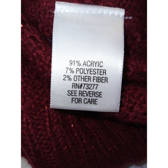 Apt 9  Womens Red Knit Cowl Neck Sweater With Metallic Thread Size Small - Picture 6 of 6